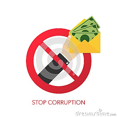 Stop corruption. Businessman refusing the offered bribe. Vector illustration Vector Illustration